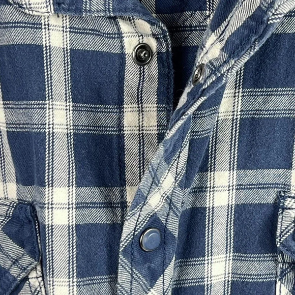Arizona Jeans Co Mens Flannel Shirt Size XXL Blue Plaid Medium Weight Snap Close - Picture 5 of 7
